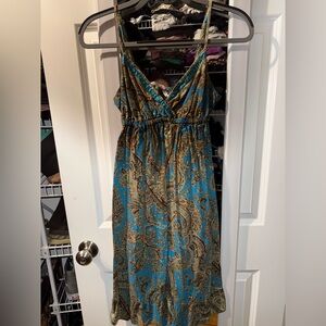 Derek Heart Blue and Brown Paisley Maxi Dress